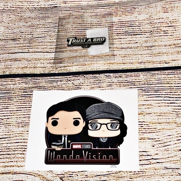 Marvel Collector Corps Disney+ Trust a Bro Pin and WandaVision Sticker - Picture 1 of 6